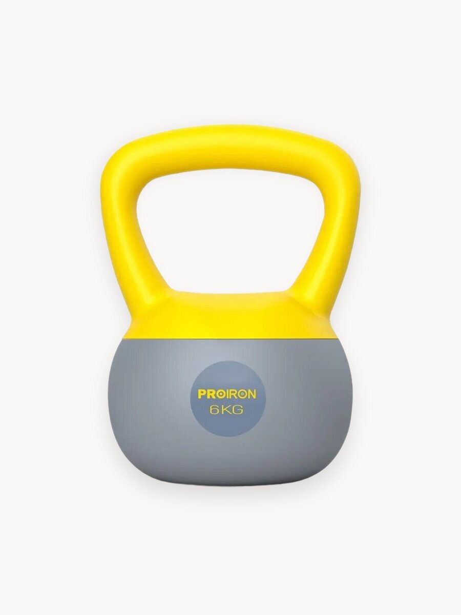 Гиря мягкая 6 кг PROIRON для фитнеса и спорта, серо-зеленая