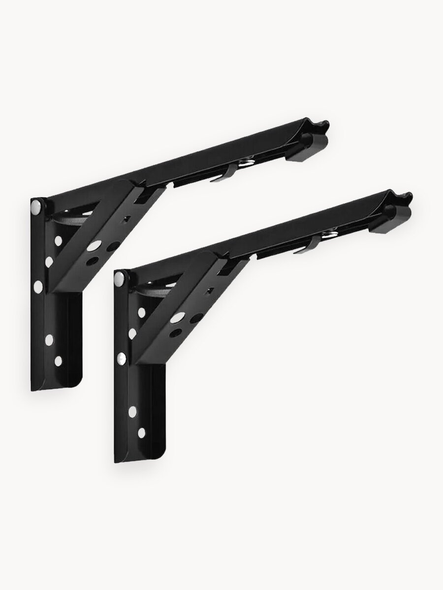 Кронштейн 2 шт, полкодержатель складной 29 см для откидного стола черный