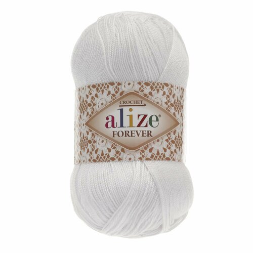 Пряжа ALIZE FOREVER, белый 55, 100% микрофибра акрил, 5 мотков, 50 г, 300 м.
