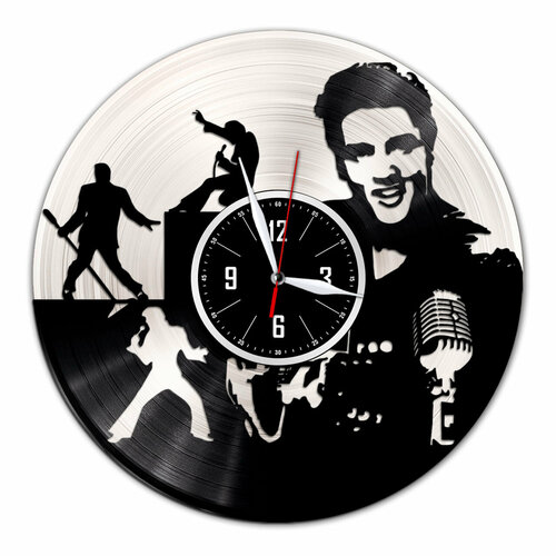 Элвис Пресли - настенные часы из виниловой пластинки (с серебряной подложкой)
