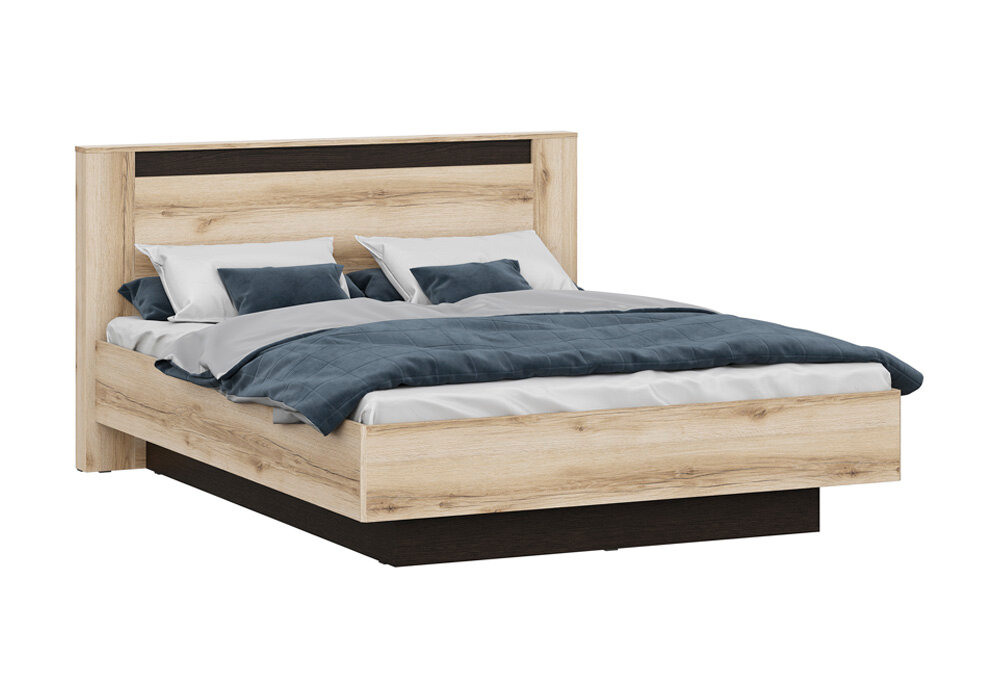 Кровать №3 SV Мебель; ортопедические ламели; без ПМ; дуб делано / дуб венге 213.2х169.4х99.6 см