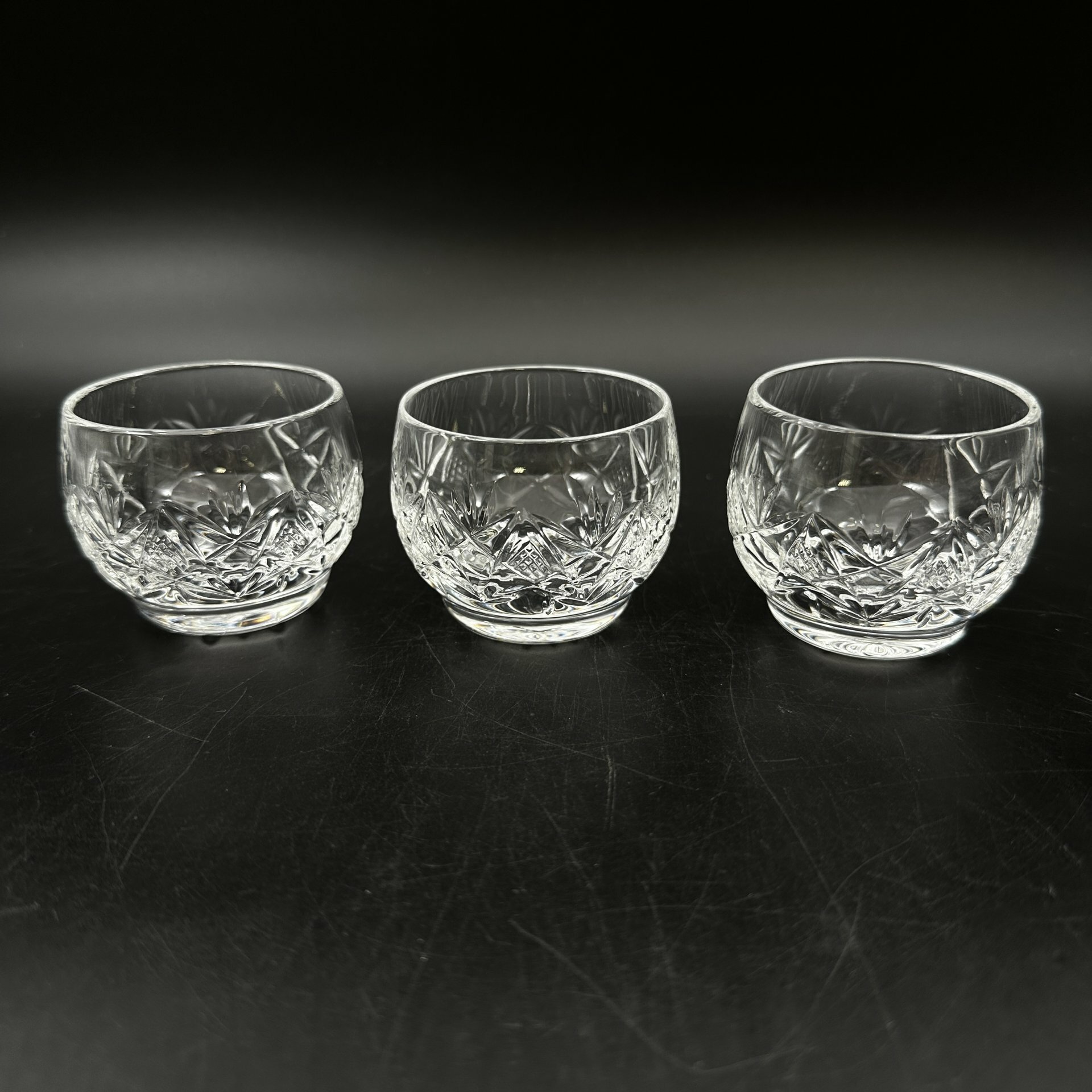 фото Набор из 3-х стопок с геометрическим узором, хрусталь, алмазная грань, СССР