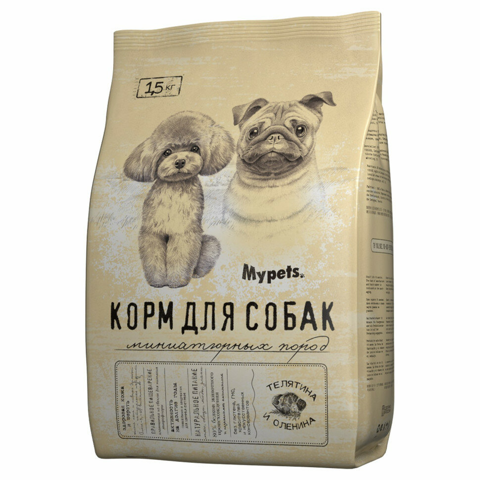 Сухой корм для собак MyPets с телятиной и олениной 1.5кг Фава - фото №2