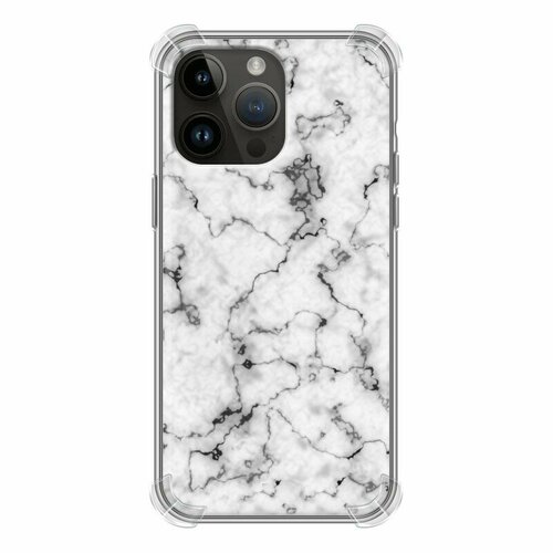 Дизайнерский силиконовый с усиленными углами чехол для Айфон 14 Про Макс / Iphone 14 Pro Max Мрамор