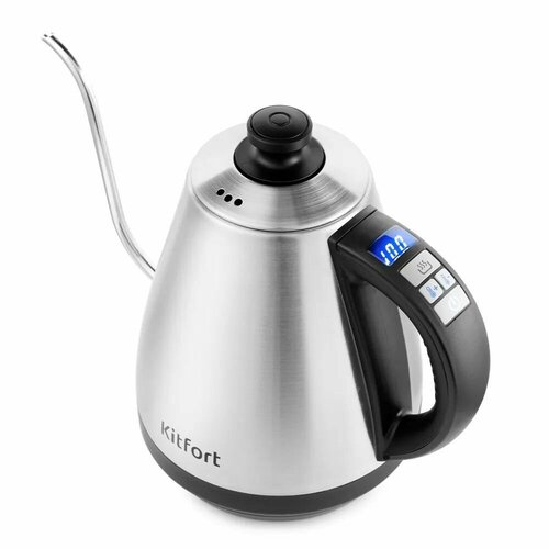 Чайник электрический Kitfort KT-689 2200 Вт нержавеющая сталь 1 л для варки кофе терморегулятор поддержание температуры серебристый 4667₽