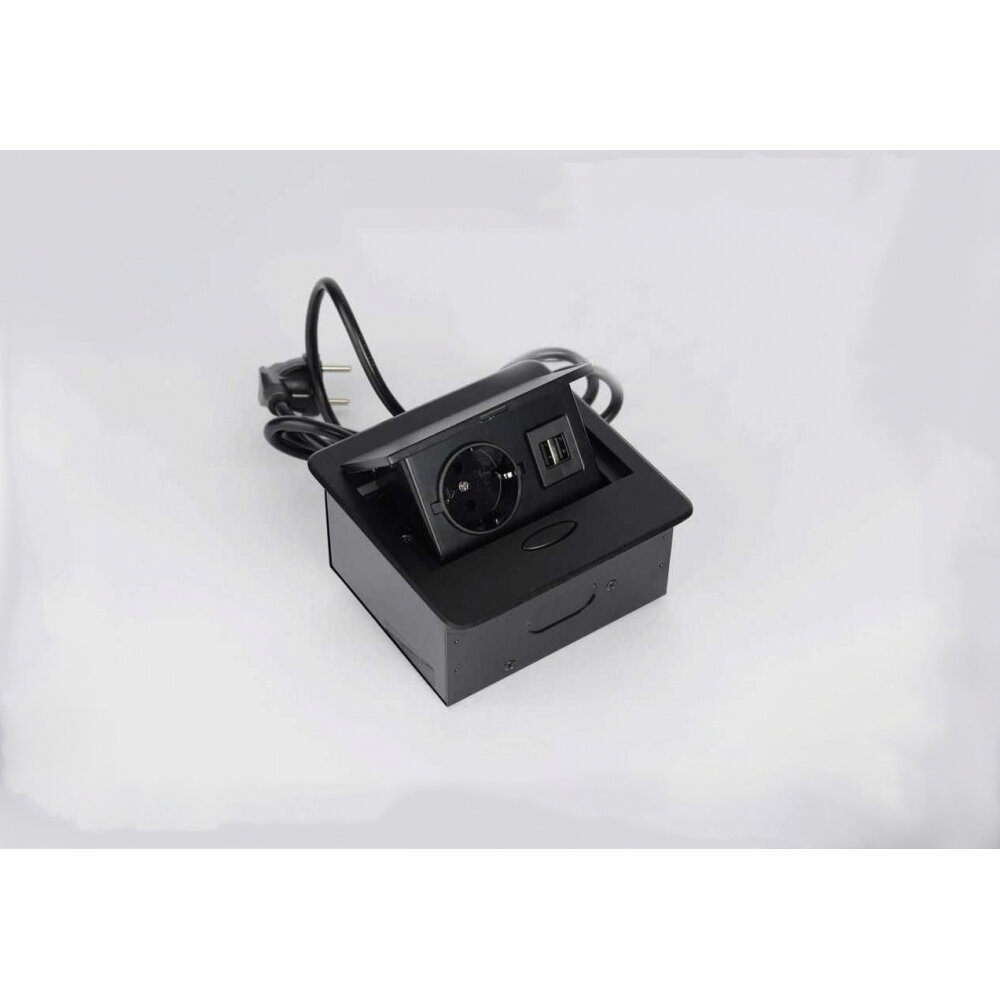 фото Встраиваемая розетка (лючок) для офиса SETE SBT-1UC-20 / 1 гнездо / с кабелем / черный