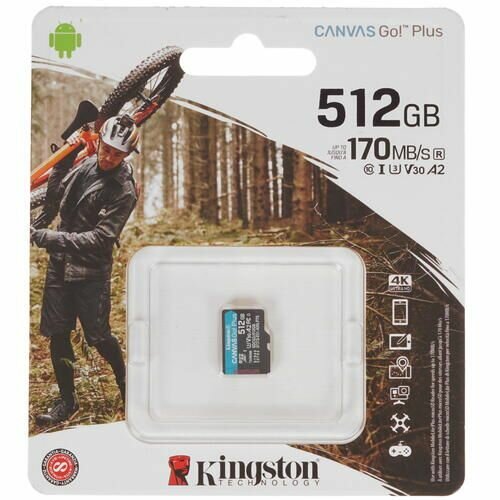 Флеш карта microSD 512GB Kingston microSDXC Class 10 UHS-I U3 V30 Canvas Go Plus 170MB/s