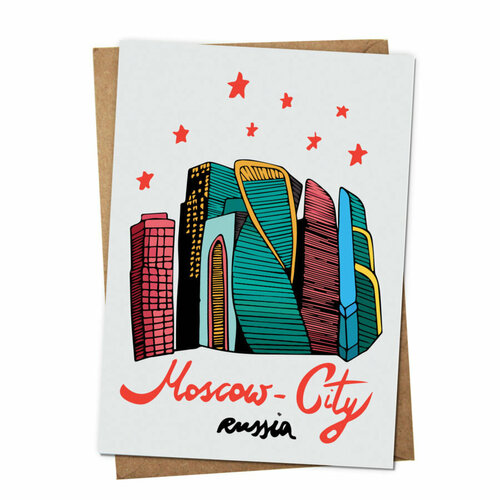 Открытка Морда довольна Moscow city stars