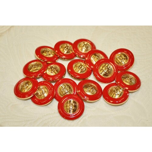 Пуговица Chanel 24мм набор 2 шт красная/золотая