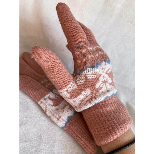 фото Перчатки kim lin, демисезон/зима, шерсть, утепленные, размер 18-20, розовый