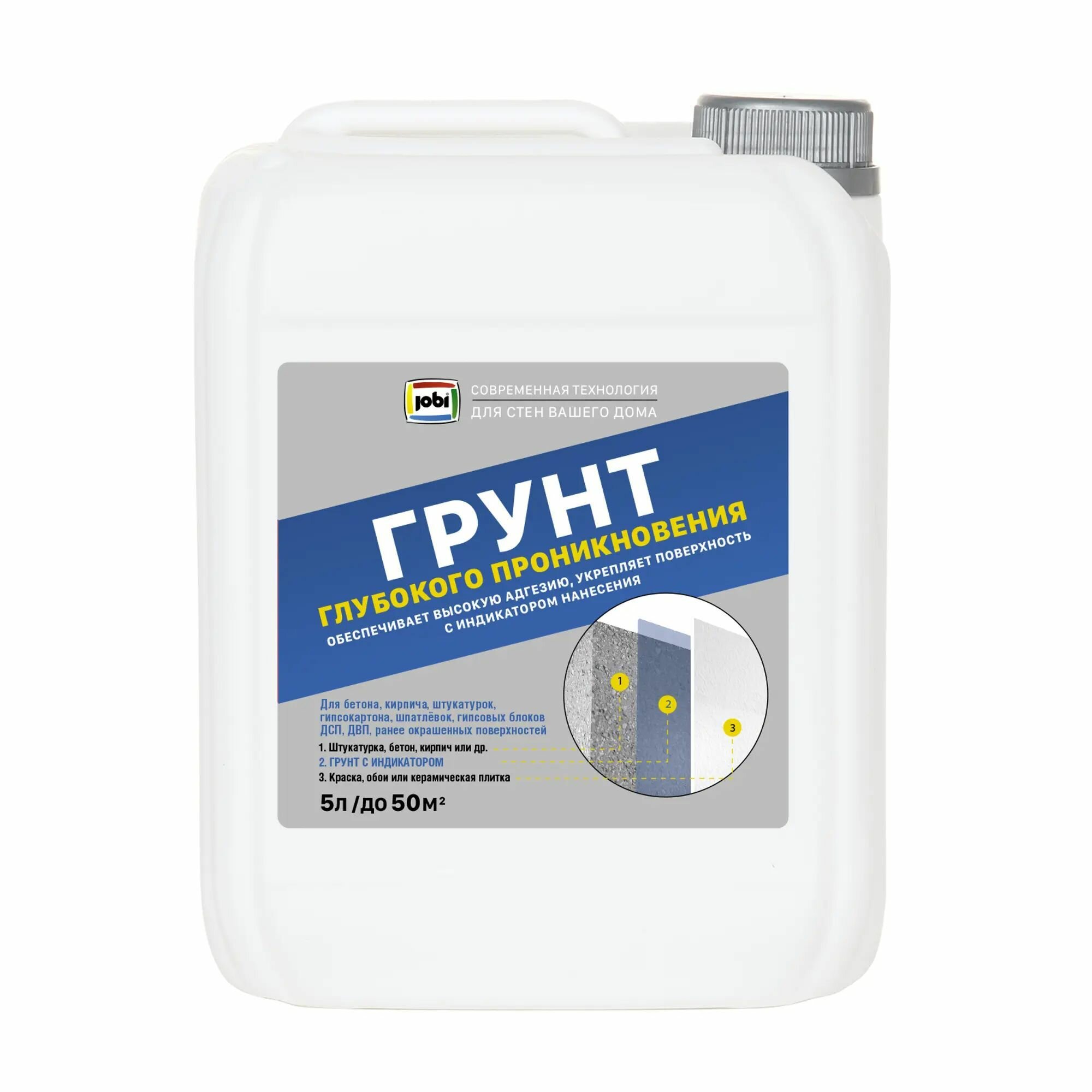 фото Грунтовка универсальная Jobi акриловая с индикатором 5 л