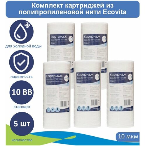 Картридж полипропиленовый Ecovita TPP 10 10BB для холодной воды - 5 шт картридж полипропиленовый ecovita tpp 10 10bb