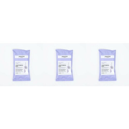 Салфетки для лица, Premial, косметические, влажные, с мицеллярной водой, 15 шт, 3 уп