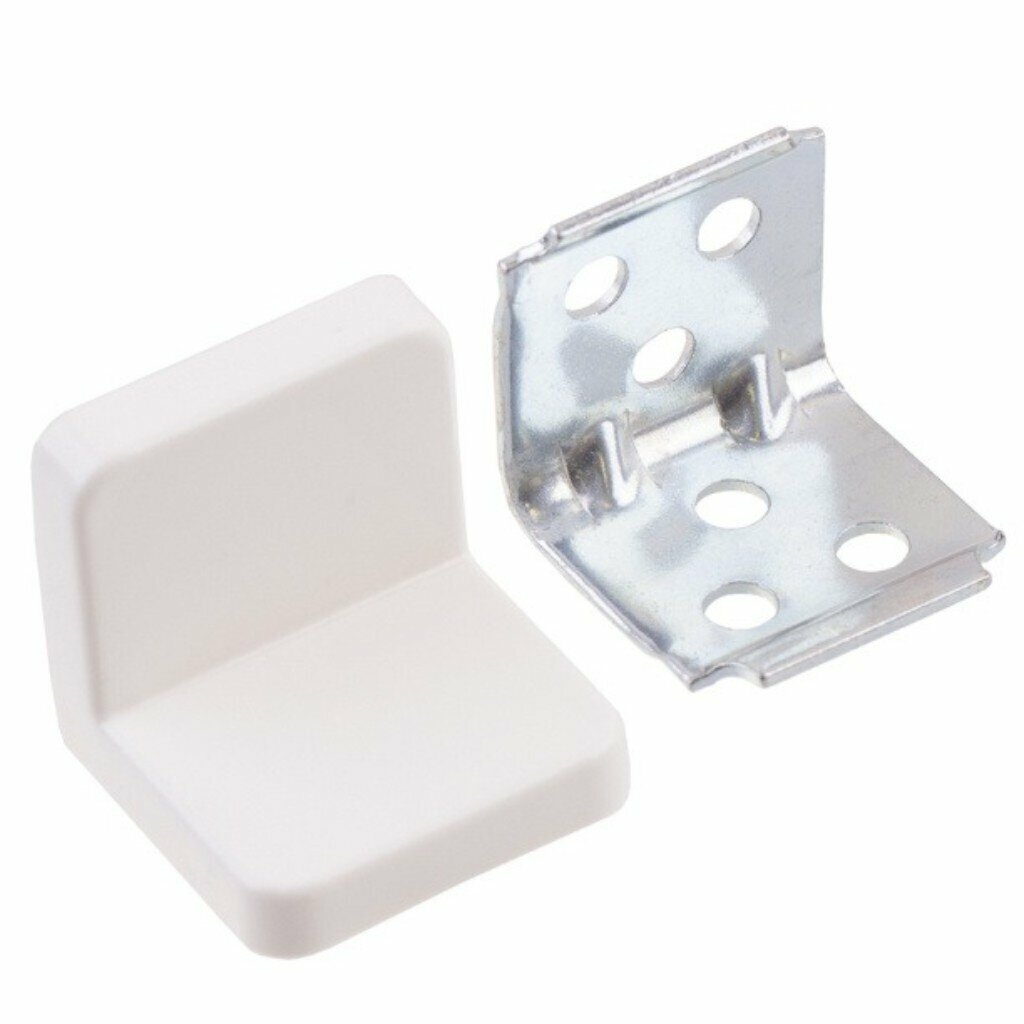 Уголки мебельные 25х25х25 мм с декор. накладкое белое 4 шт Element 563520