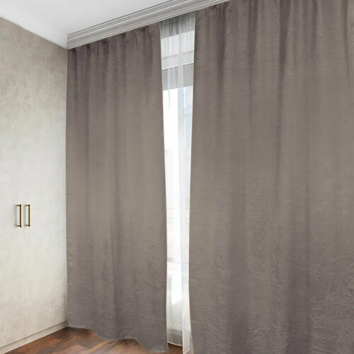 Штора тафта темно-серая 135х260 см Casa Conforte Тергалет 2 шт. (6178691)