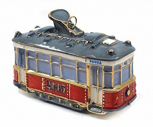 Ёлочная игрушка "Ретро-трамвай" (Фарфоровая мануфактура)