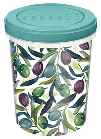 фото Банка с завинчивающейся крышкой Asti 1,0л, с декором оливки, зеленый 221158918/05 IDIland (арт. 840963)