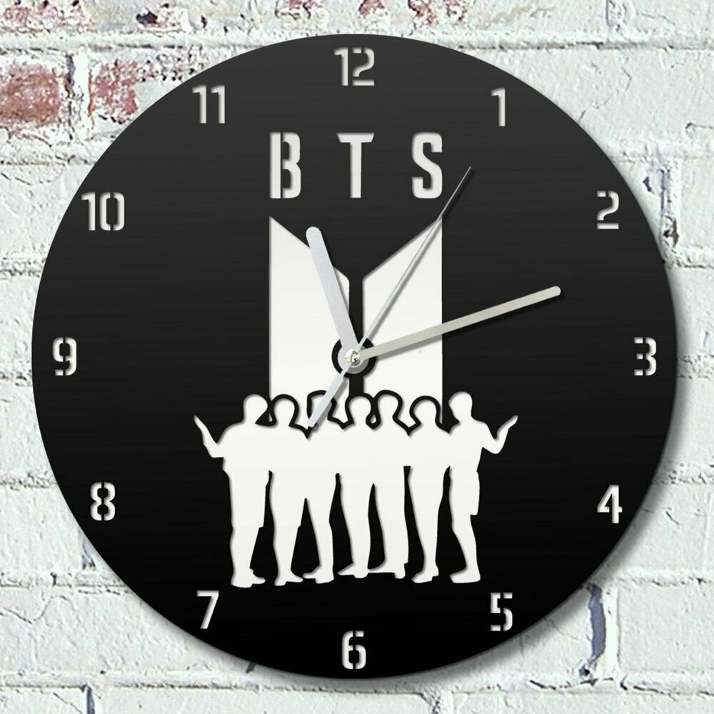 Настенные деревянные бесшумные часы Музыка BTS - 2503