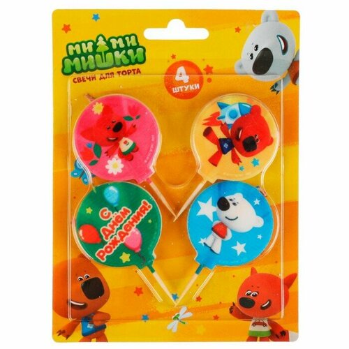 Чудо праздник 335991 Свечи для торта со стикером на шпажках Ми-ми-мишки 4 штуки блистер чудо праздник 331₽