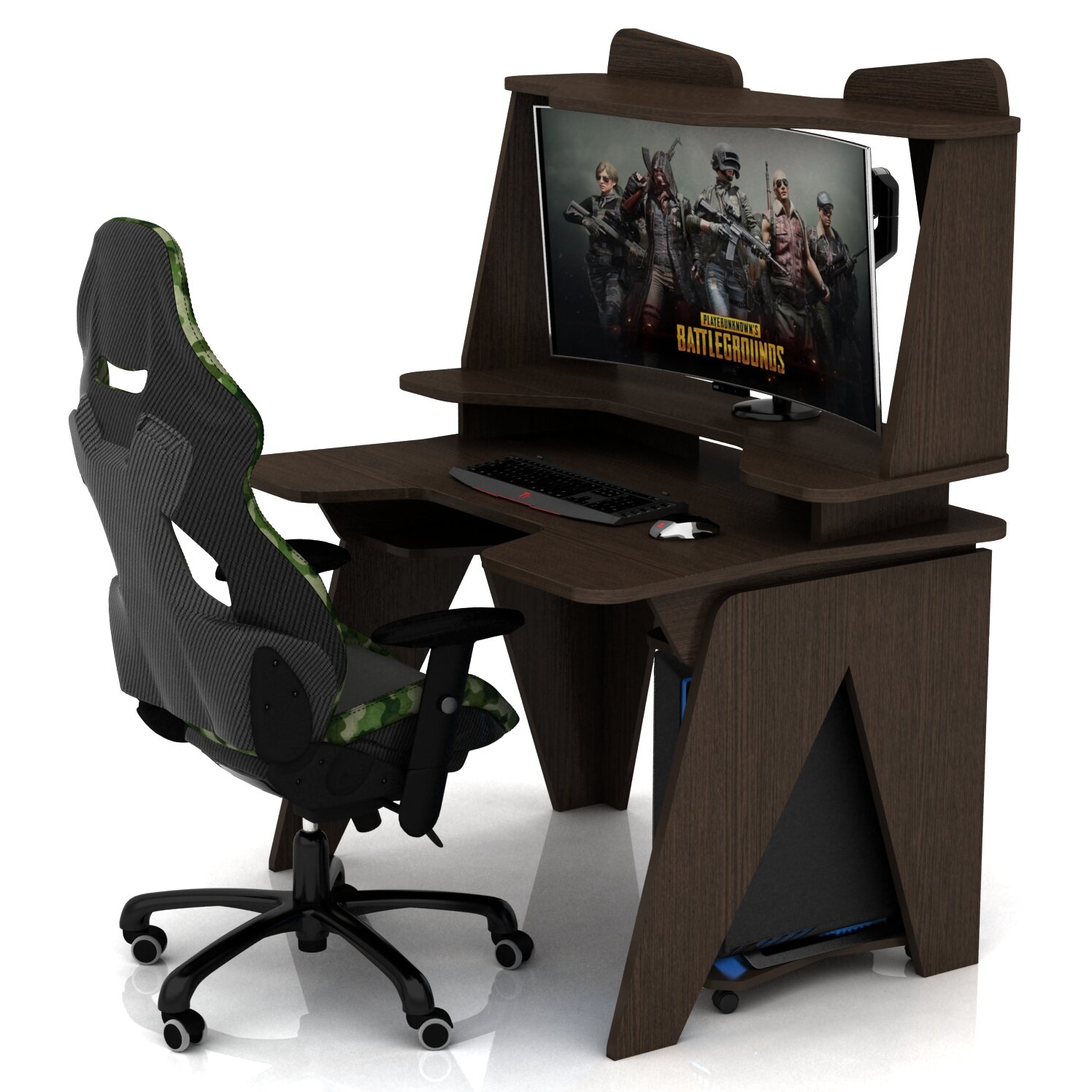 Геймерские игровые столы и кресла Игровой компьютерный стол для геймера с надставкой DX BIG RAPTOR Венге