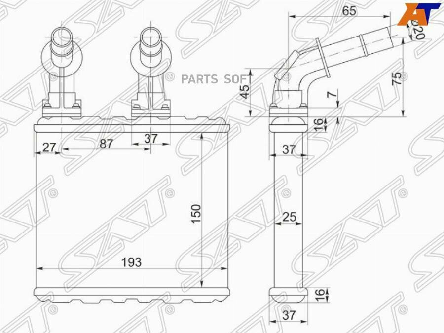 фото Радиатор Отопителя Салона Nissan Bluebird U14/Sunny B14/Primera P11 95-01 Sat арт. ST-DT07-395-0