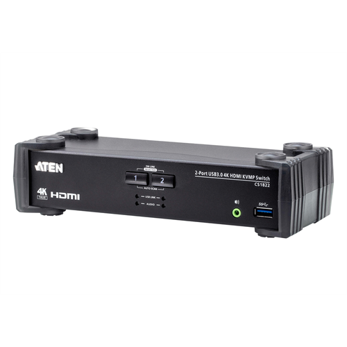 Квм перевключатель ATEN 2-Port USB 3.0 4K HDMI KVMP™ Switch (CS1822-AT-G) переключатель aten cs692 at switch электрон hdmi kbd mouse audio 1