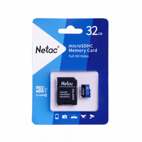 Карта памяти Netac MicroSD card P500 Standard 32GB NT02P500STN-032G-R карта памяти 128gb microsd class 10 sd адаптер nt02p500stn 128g r netac