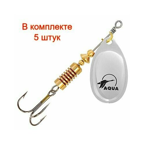 фото Блесна для рыбалки aqua aglia 06,0g, лепесток № 3, цвет a0-06 (серебро), 5 штук в комплекте