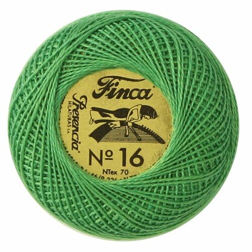 Нитки Мулине Finca Perle, зеленые, 1 упаковка