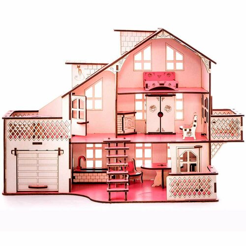 фото Iwoodplay кукольный домик с гаражом тиффани iwoodplay эд-015