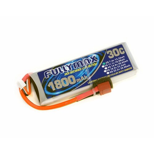 аккумулятор lipo 11 1v 1450mah 30c bluemax Аккумулятор LiPo Fullymax 7.4V 1800мАч 30C FB1800HP-2S