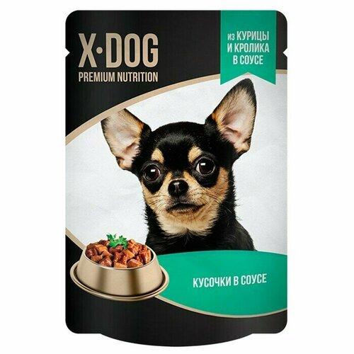 Корм консервированный, X-DOG, влажный для собак, 85г, курица и кролик в соусе, 5 шт.