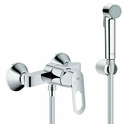 Гигиенический душ Grohe BauLoop со смесителем, шланг Siverflex Longlife 100 см, хром гигиенический душ grohe bauflow с гибким металлическим шлангом хром