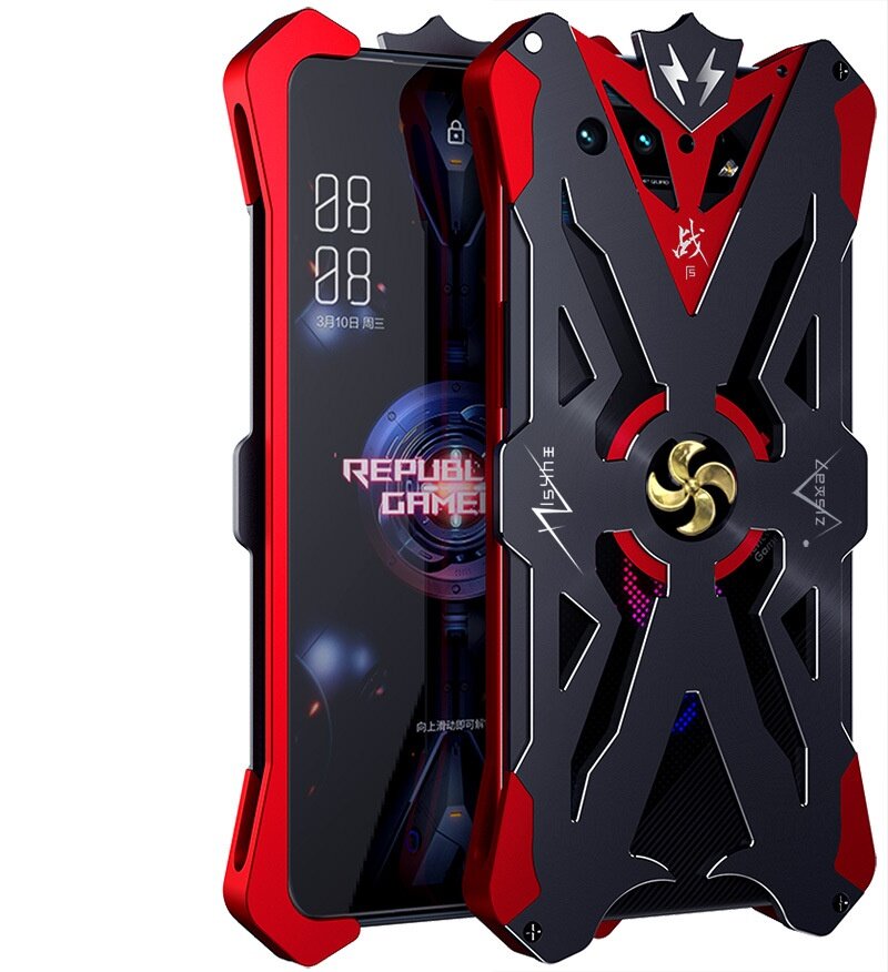 фото Противоударный металлический чехол-бампер MyPads Metallo rinforzato из цельного куска металла с усиленной защитой углов для Asus ROG Phone 5 / ROG .