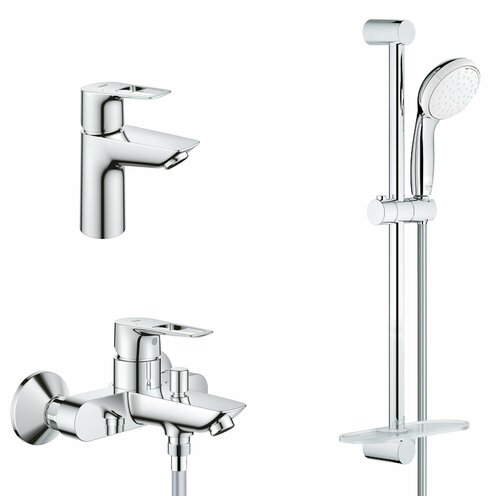 Комплект смесителей для ванной Grohe BauLoop New S-Size с полочкой, хром