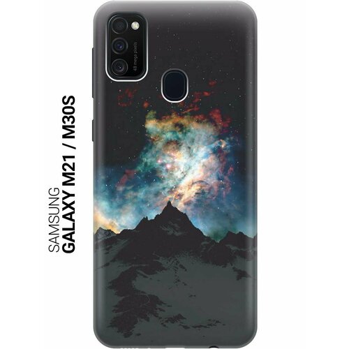 Ультратонкий силиконовый чехол-накладка для Samsung Galaxy M21, M30s с принтом Горы и звезды ультратонкий силиконовый чехол накладка для samsung galaxy a02s с принтом горы и звезды