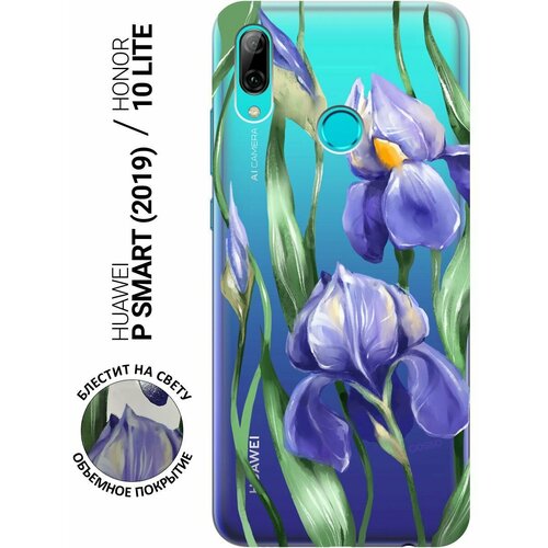 Силиконовый чехол на Honor 10 Lite, Huawei P Smart (2019), Хуавей П Смарт (2019), Хонор 10 Лайт с 3D принтом Amazing Irises прозрачный чехол книжка на honor 10 хонор 10 с 3d принтом amazing irises золотой