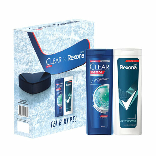 Подарочный набор Ты в Игре! Clear шамп 200мл, Rexona гель д/душ 180мл