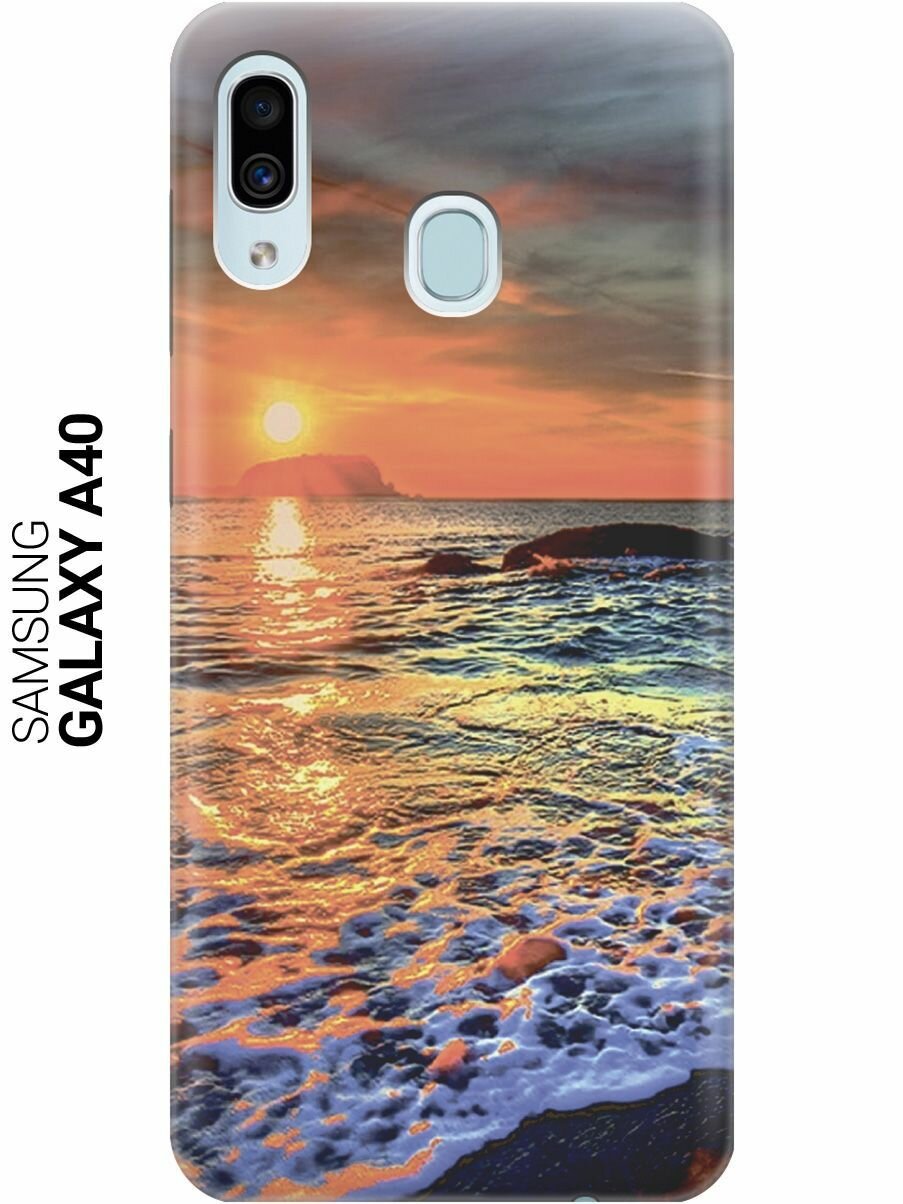 Силиконовый чехол на Samsung Galaxy A40, Самсунг А40 с принтом "Закат на море"