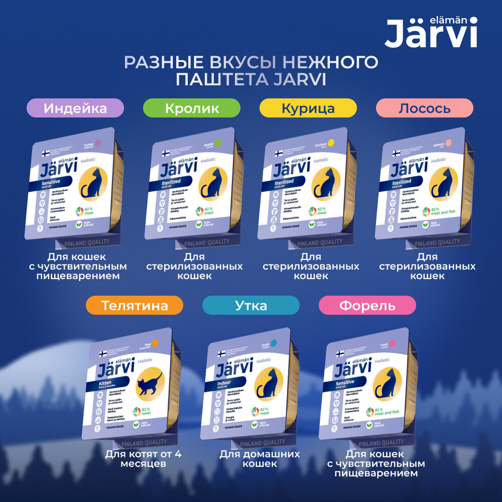 Jarvi мясной паштет с уткой для домашних кошек (100 г.) - фото №5