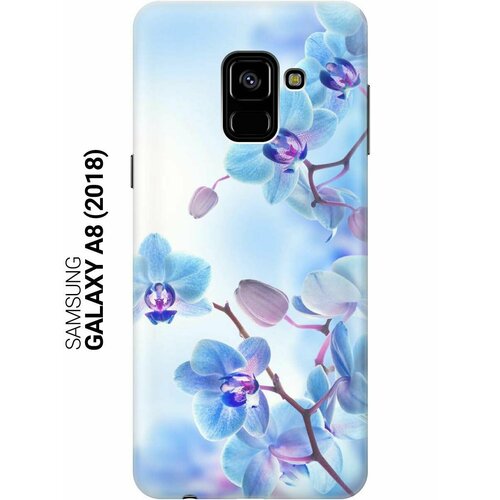 Ультратонкий силиконовый чехол-накладка для Samsung Galaxy A8 (2018) с принтом Голубые орхидеи ультратонкий силиконовый чехол накладка для samsung galaxy j2 2018 с принтом голубые орхидеи