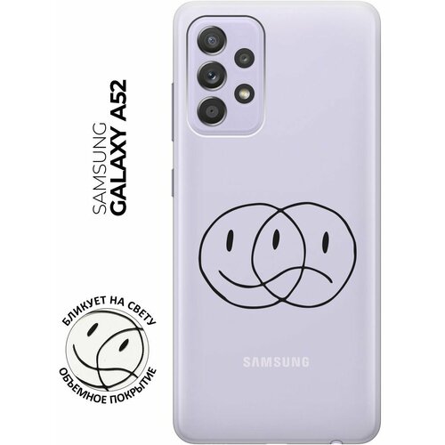 Силиконовый чехол с принтом Two Faces для Samsung Galaxy A52 / Самсунг А52 матовый чехол two faces w для samsung galaxy a52 самсунг а52 с 3d эффектом черный