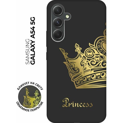 Матовый чехол True Princess для Samsung Galaxy A54 5G / Самсунг А54 с 3D эффектом черный черный, оранжевый