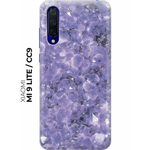 xiaomi mi 9 lite a3 lite cc9 чехол книжка темно синий для ксиоми ми 9 лайт а3 лайт fashion case книга на магните Силиконовый чехол Сиреневые камни на Xiaomi Mi 9 Lite / CC9 / Сяоми Ми 9 Лайт / Ми СС9