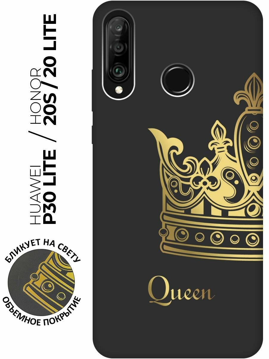 Матовый чехол True Queen для Honor 20 Lite / 20s / Huawei P30 Lite / Хуавей П30 Лайт / Хонор 20 Лайт / 20s с 3D эффектом черный