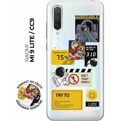 Силиконовый чехол с принтом Space Stickers для Xiaomi Mi 9 Lite / CC9 / Сяоми Ми 9 Лайт / Ми СС9 силиконовый чехол с принтом space stickers для xiaomi mi 9 se сяоми ми 9 се