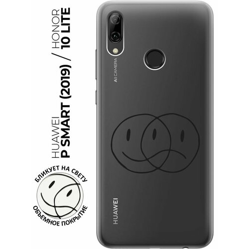 Силиконовый чехол с принтом Two Faces для Honor 10 Lite / Huawei P Smart (2019) / Хуавей П Смарт (2019) / Хонор 10 Лайт силиконовый чехол на honor 10 lite huawei p smart 2019 хуавей п смарт 2019 хонор 10 лайт прозрачный