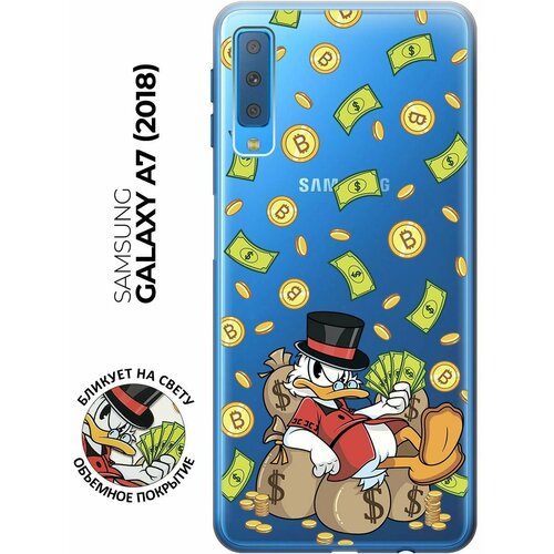 Силиконовый чехол с принтом Rich Scrooge для Samsung Galaxy A7 (2018) / Самсунг А7 2018 силиконовый чехол с принтом introvert для samsung galaxy a7 2018 самсунг а7 2018