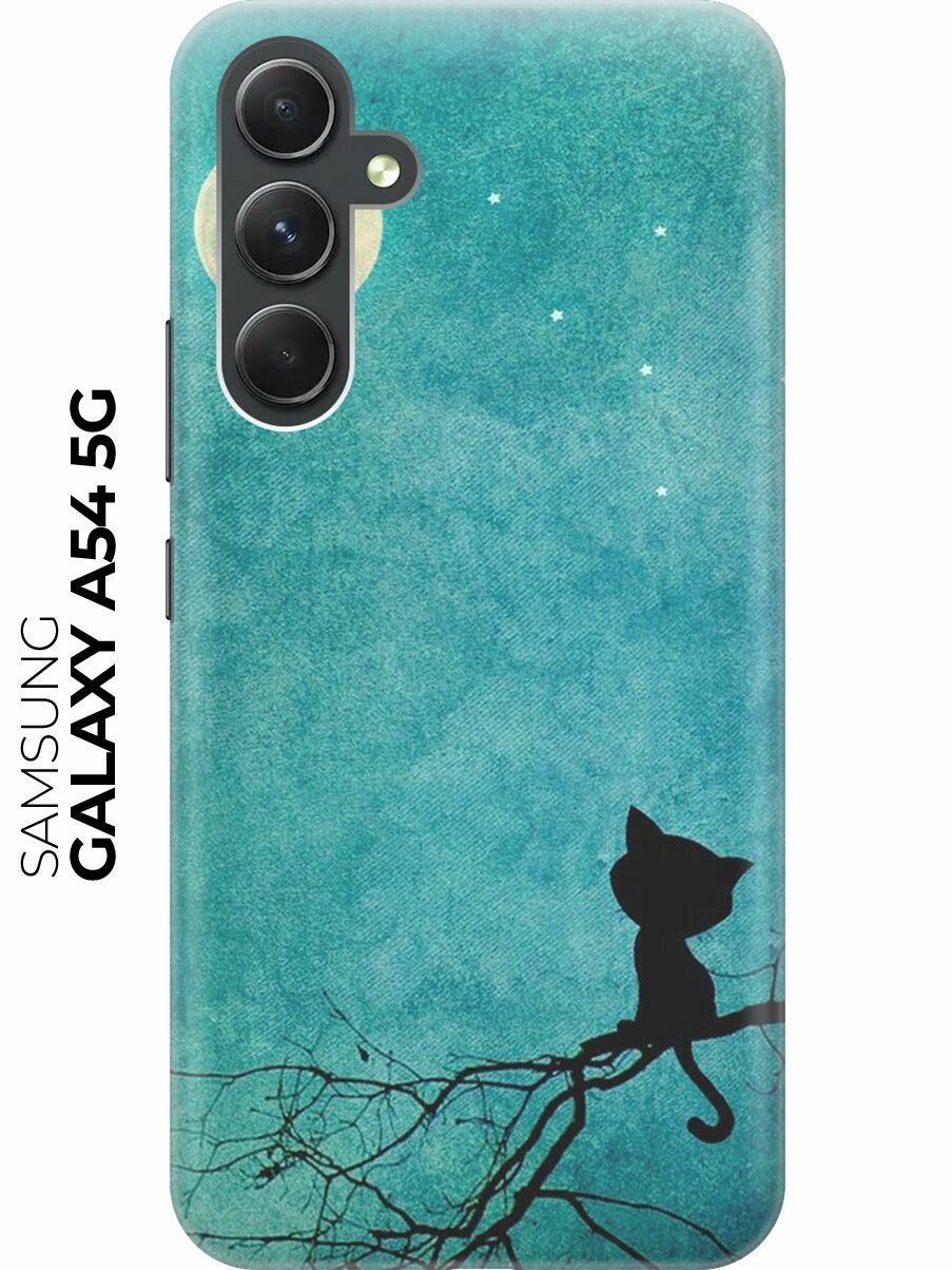 Силиконовый чехол Котенок и луна на Samsung Galaxy A54 5G / Самсунг А54