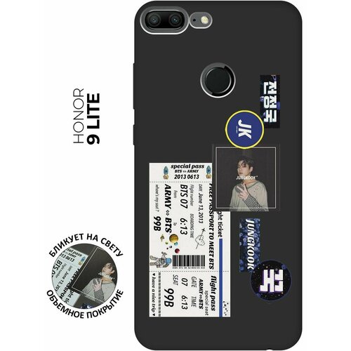 Матовый чехол BTS Stickers для Honor 9 Lite / Хонор 9 Лайт с 3D эффектом черный матовый чехол true king для honor 9 lite хонор 9 лайт с 3d эффектом черный